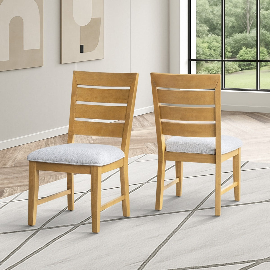 Diamond Crest Dining Chair Set of 2 – Modern Solid Wood Chairs with Memory Foam Seating, Splayed Legs and Natural Finish Design