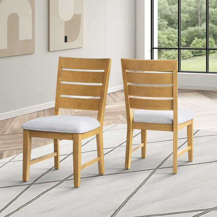 Diamond Crest Dining Chair Set of 2 – Modern Solid Wood Chairs with Memory Foam Seating, Splayed Legs and Natural Finish Design