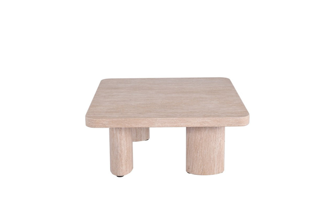 Aurevoir Modern Coffee Table with Cylindrical Legs, Wood Grain Finish & Minimalist Contemporary Design for Elegant Living Rooms