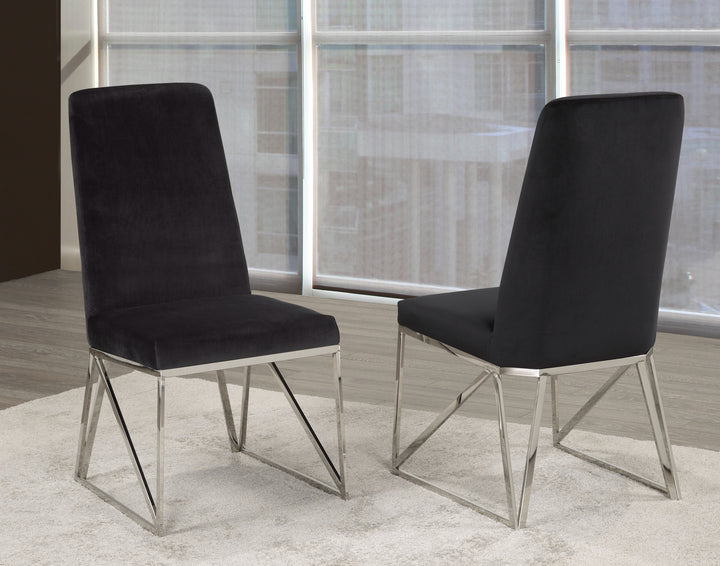 Majestic Dining Chair Set of 2 – Modern Velvet Upholstered Chairs with Stainless Steel Frame and Luxury Comfort Seating