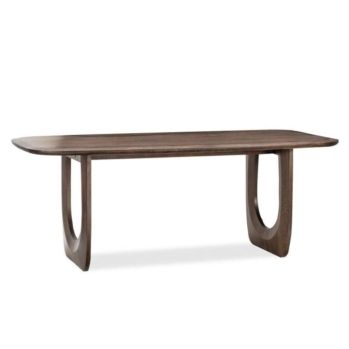 Zorelle Solid Wood Dining Table – Dark Walnut Finish with Tapered Top And Curved Legs