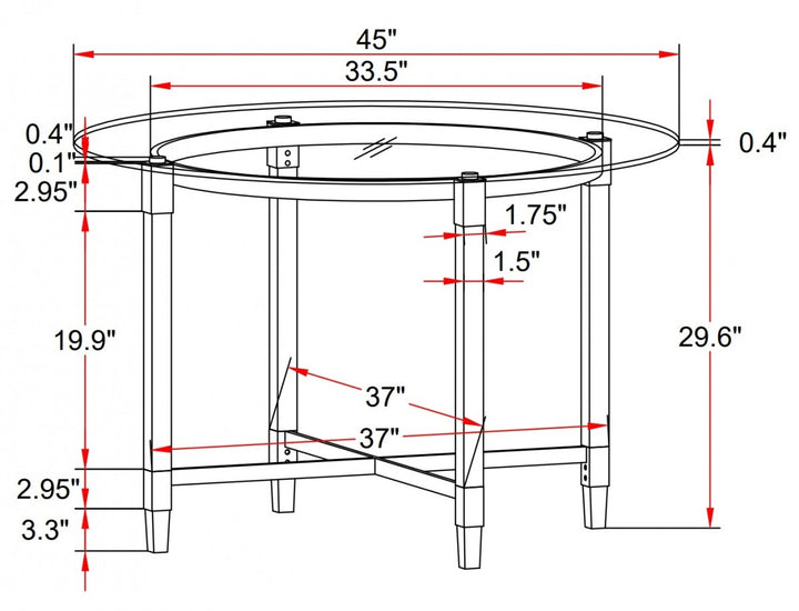 Ariston Modern Circular Glass Dining Table with Chrome Metal Frame & Acrylic Legs | Compact Contemporary Design