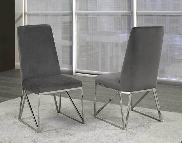 Majestic Dining Chair Set of 2 – Modern Velvet Upholstered Chairs with Stainless Steel Frame and Luxury Comfort Seating
