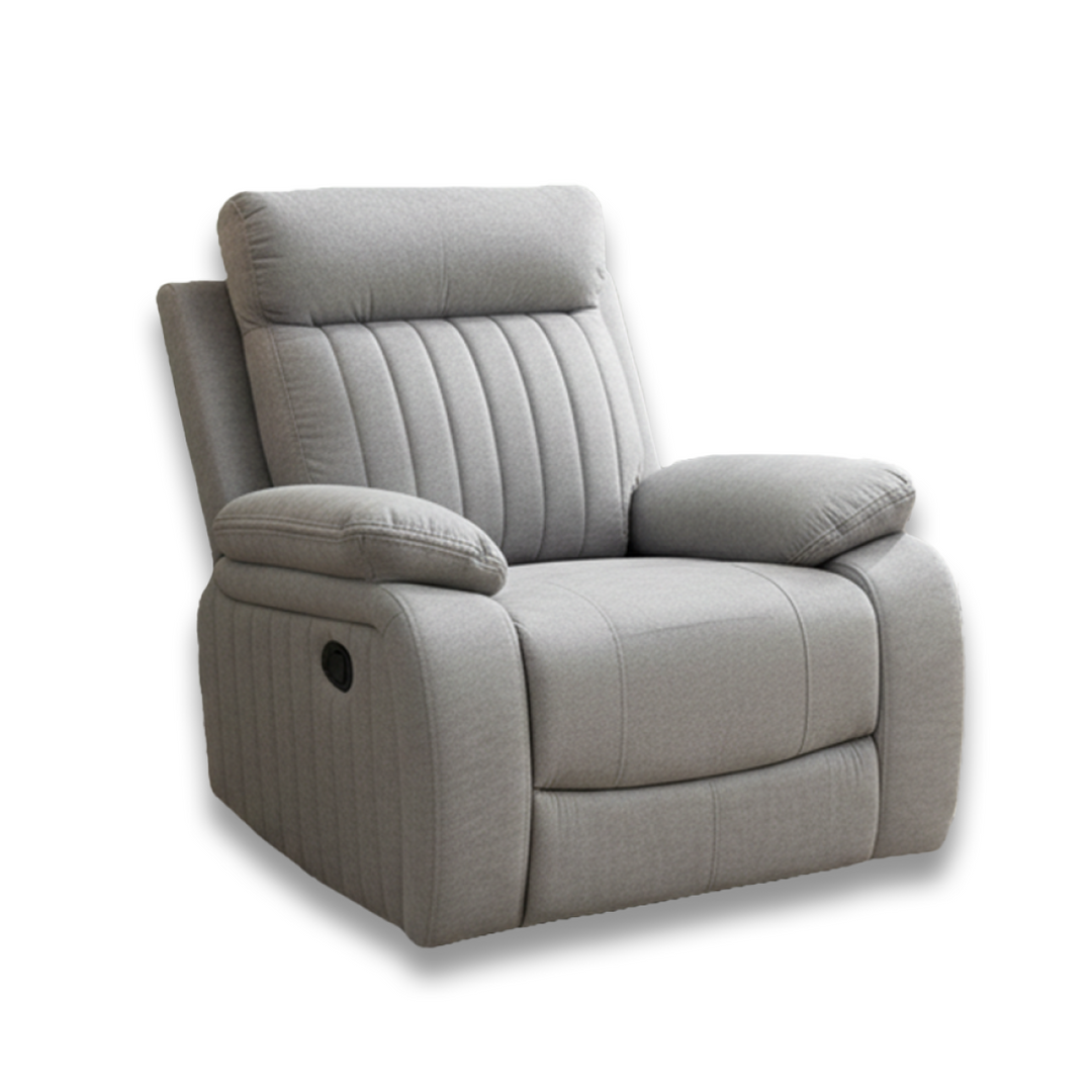 Vento Glider/Recliner – Premium Grey Textured Fabric Upholstery with HD Foam Seating, Pillow Top Armrests and Smooth Gliding Reclining Mechanism for Modern Living Spaces