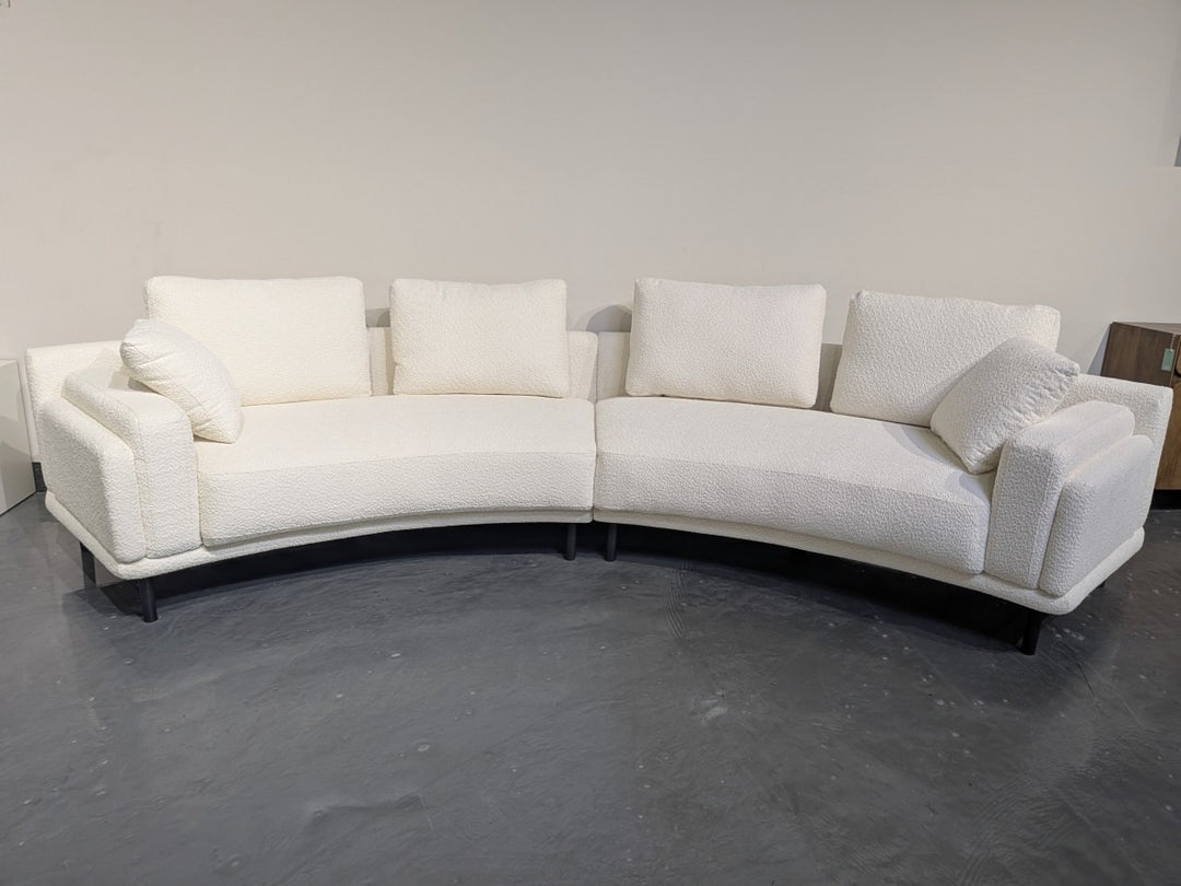 Norevra Modern Curved Upholstered Sofa with High-Resilience Foam Cushions &amp; Metal Legs