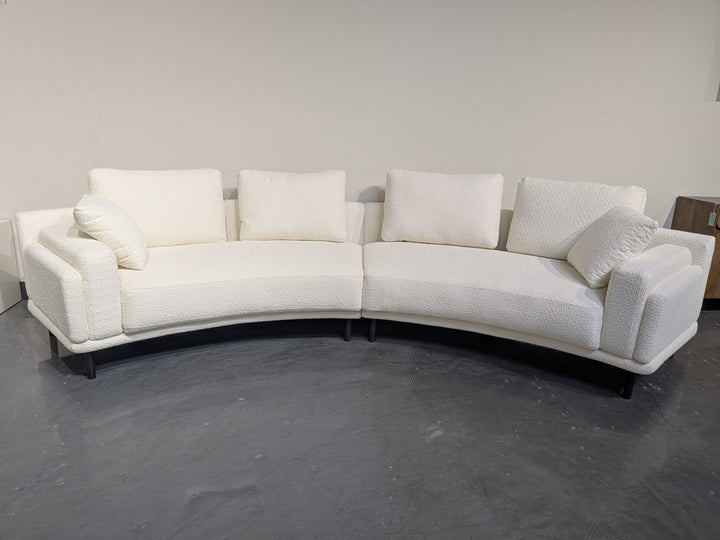 Norevra Modern Curved Upholstered Sofa with High-Resilience Foam Cushions &amp; Metal Legs