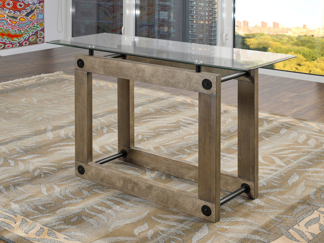 Oro Table Modern Living Room Coffee Table with Sleek Glass Top and Unique Ash Brown Finish Base