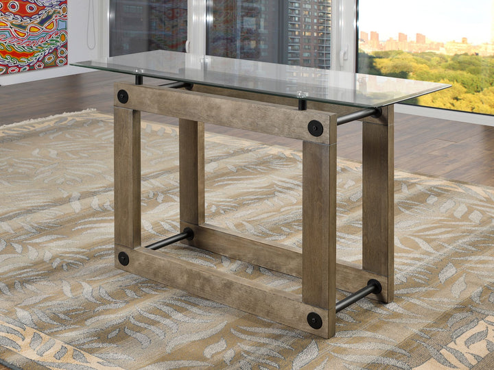 Oro Table Modern Living Room Coffee Table with Sleek Glass Top and Unique Ash Brown Finish Base
