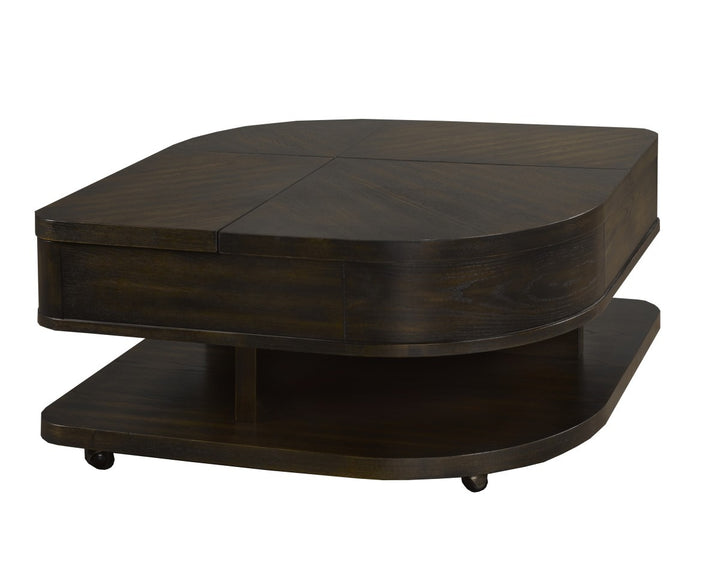 Seraphina Luxury Lift-Top Coffee Table with Dual Storage, Mobile Casters & Dark Wood Finish for Modern Functional Living Rooms