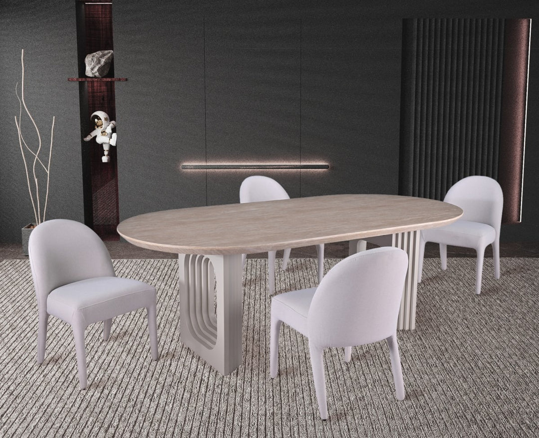 Elaris Luxury Dining Set – Contemporary Beige Dining Table with 4 Chairs