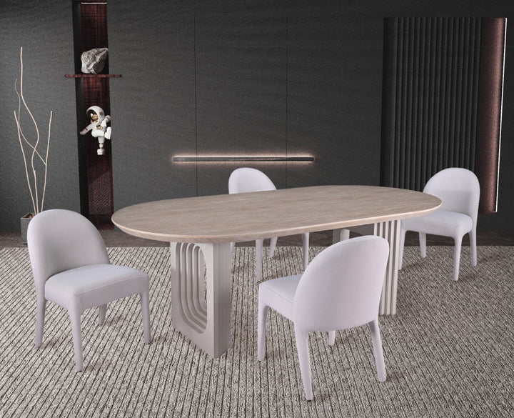 Elaris Luxury Dining Set – Contemporary Beige Dining Table with 4 Chairs