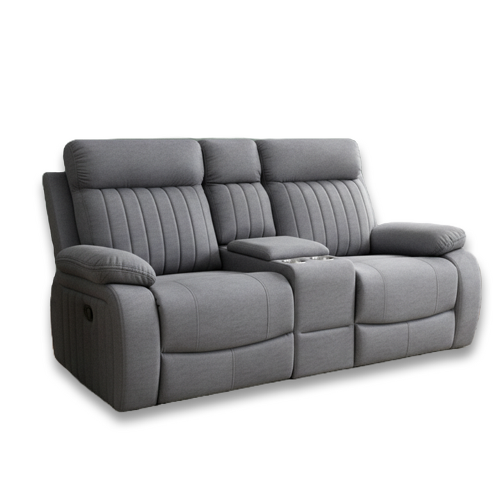 Oakshire Grey Recliner Loveseat – Premium Fabric Comfort Seating with Storage Console, Cup Holders, Smooth Reclining Function And Contemporary Design for Living Room
