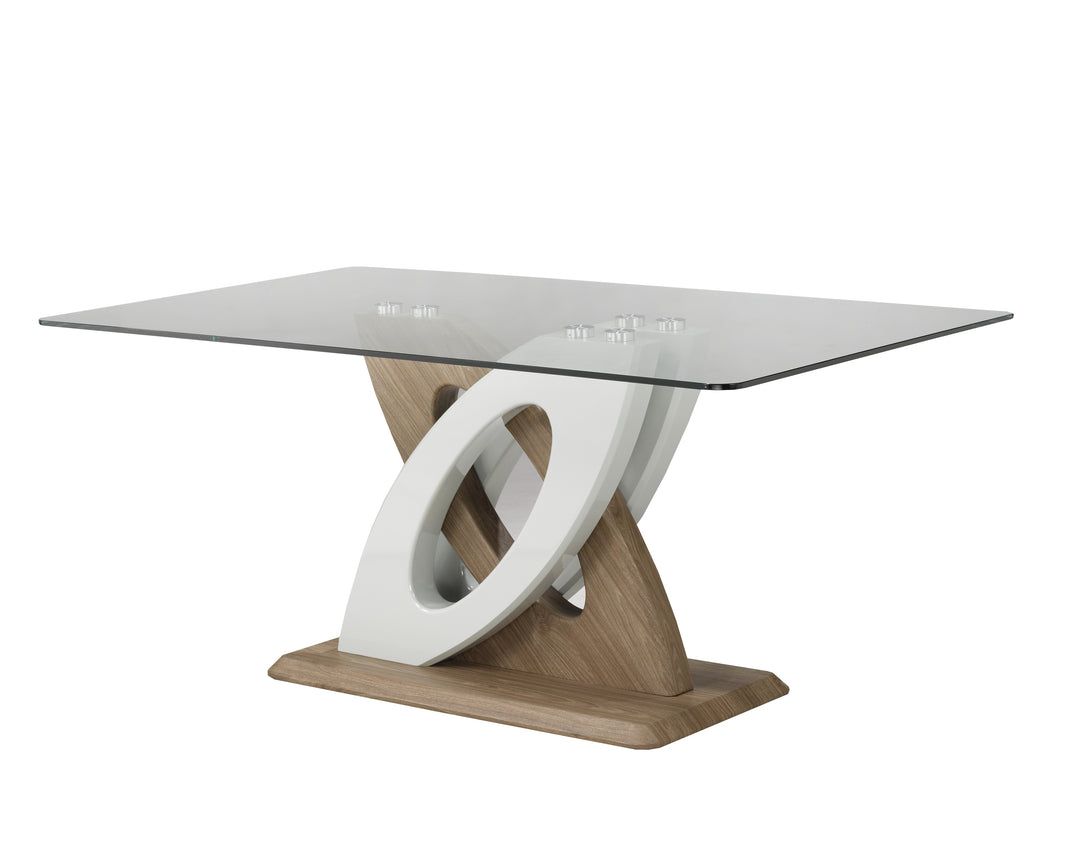 Highgrove Contemporary 10mm Tempered Glass Dining Table with Sculptural Pedestal Base