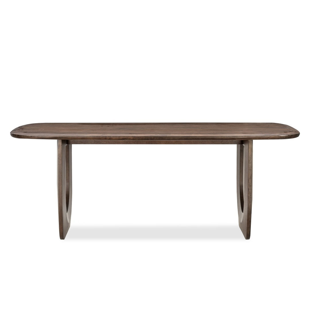Zorelle Solid Wood Dining Table – Dark Walnut Finish with Tapered Top And Curved Legs