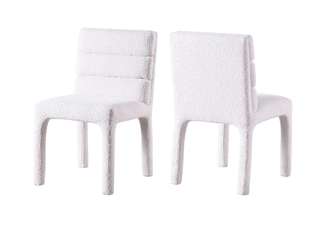 Serenity Luxe Dining Chair Set of 2 – Modern Boucle Upholstered Chairs with Tufted Backrest and Integrated Legs Design