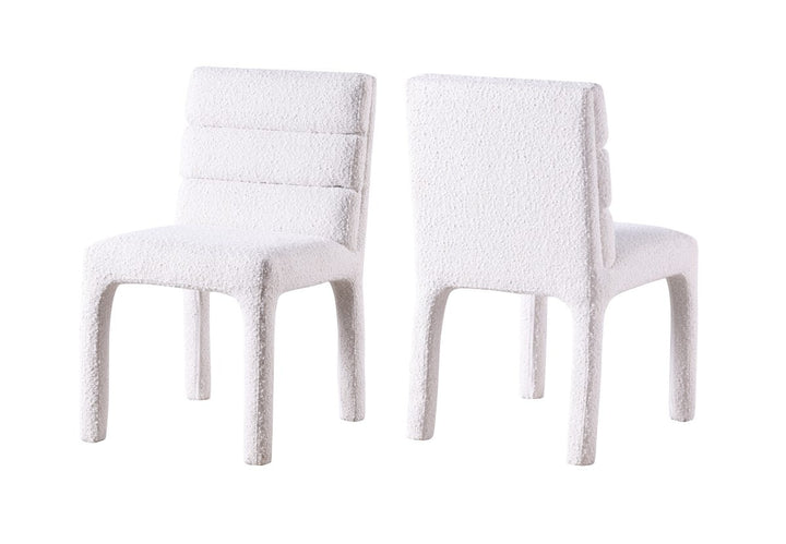 Serenity Luxe Dining Chair Set of 2 – Modern Boucle Upholstered Chairs with Tufted Backrest and Integrated Legs Design