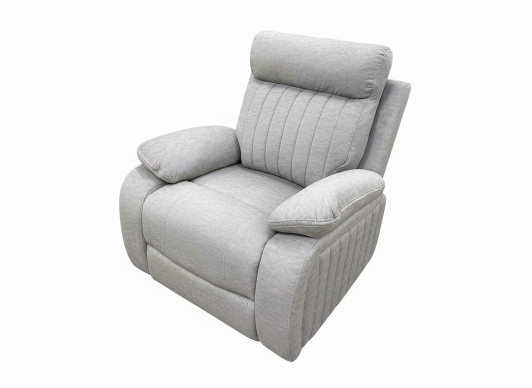 Vento Glider/Recliner – Premium Grey Textured Fabric Upholstery with HD Foam Seating, Pillow Top Armrests and Smooth Gliding Reclining Mechanism for Modern Living Spaces