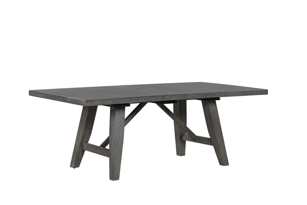 Ironvale Transitional Extendable Dining Table with 18" Removable Extension Leaf and Distressed Grey Finish