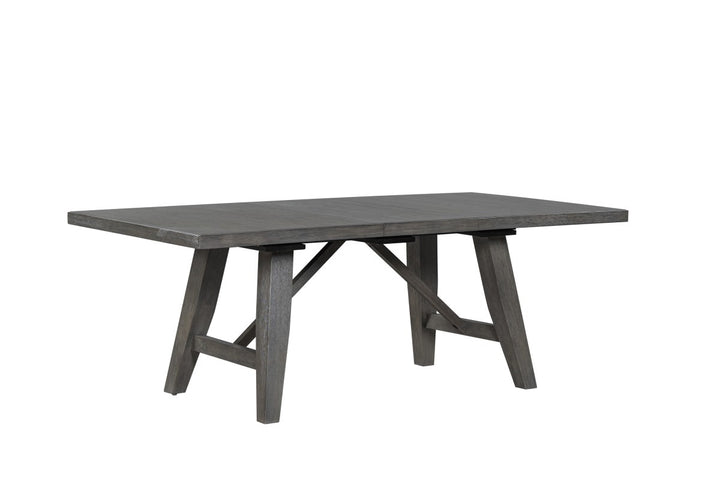 Ironvale Transitional Extendable Dining Table with 18" Removable Extension Leaf and Distressed Grey Finish