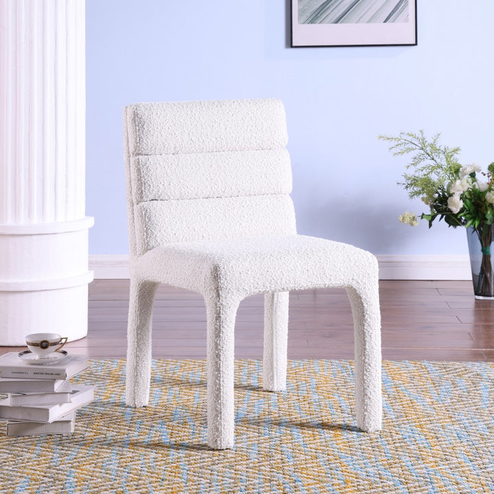 Serenity Luxe Dining Chair Set of 2 – Modern Boucle Upholstered Chairs with Tufted Backrest and Integrated Legs Design