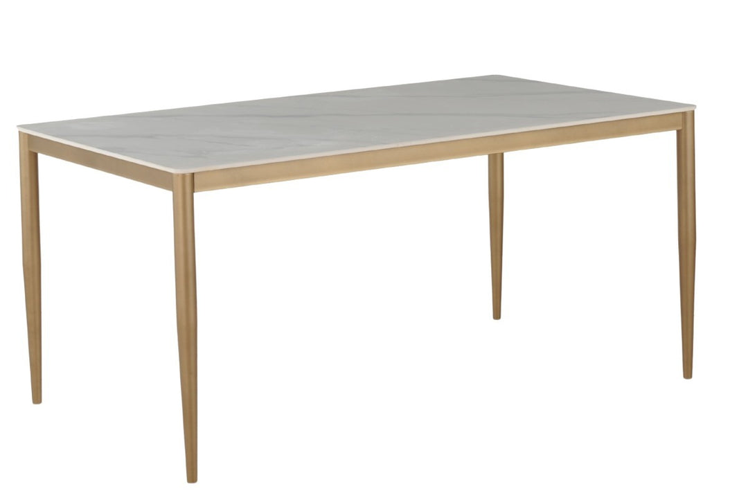 Novique Luxury Ceramic Dining Table with Golden Powder Coated Legs | Modern Contemporary Two-Tone Design