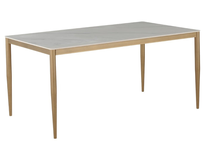 Novique Luxury Ceramic Dining Table with Golden Powder Coated Legs | Modern Contemporary Two-Tone Design