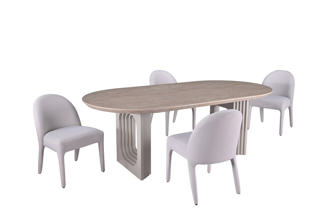 Elaris Luxury Dining Set – Contemporary Beige Dining Table with 4 Chairs