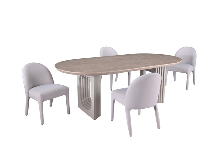 Elaris Luxury Dining Set – Contemporary Beige Dining Table with 4 Chairs