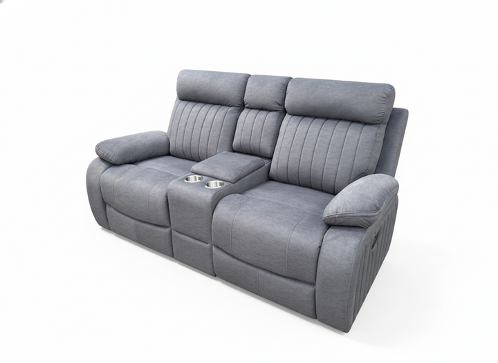 Oakshire Grey Recliner Loveseat – Premium Fabric Comfort Seating with Storage Console, Cup Holders, Smooth Reclining Function And Contemporary Design for Living Room