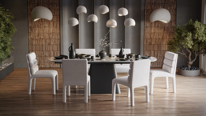 Serenity Luxe Dining Chair Set of 2 – Modern Boucle Upholstered Chairs with Tufted Backrest and Integrated Legs Design