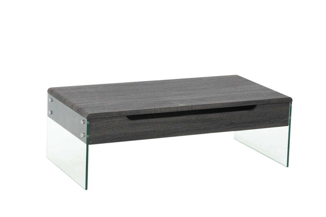 Willowcrest Contemporary Lift-Top Coffee Table with Hidden Storage Compartment and Tempered Glass Frame