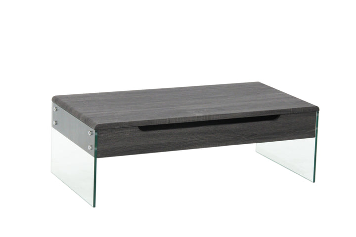 Willowcrest Contemporary Lift-Top Coffee Table with Hidden Storage Compartment and Tempered Glass Frame