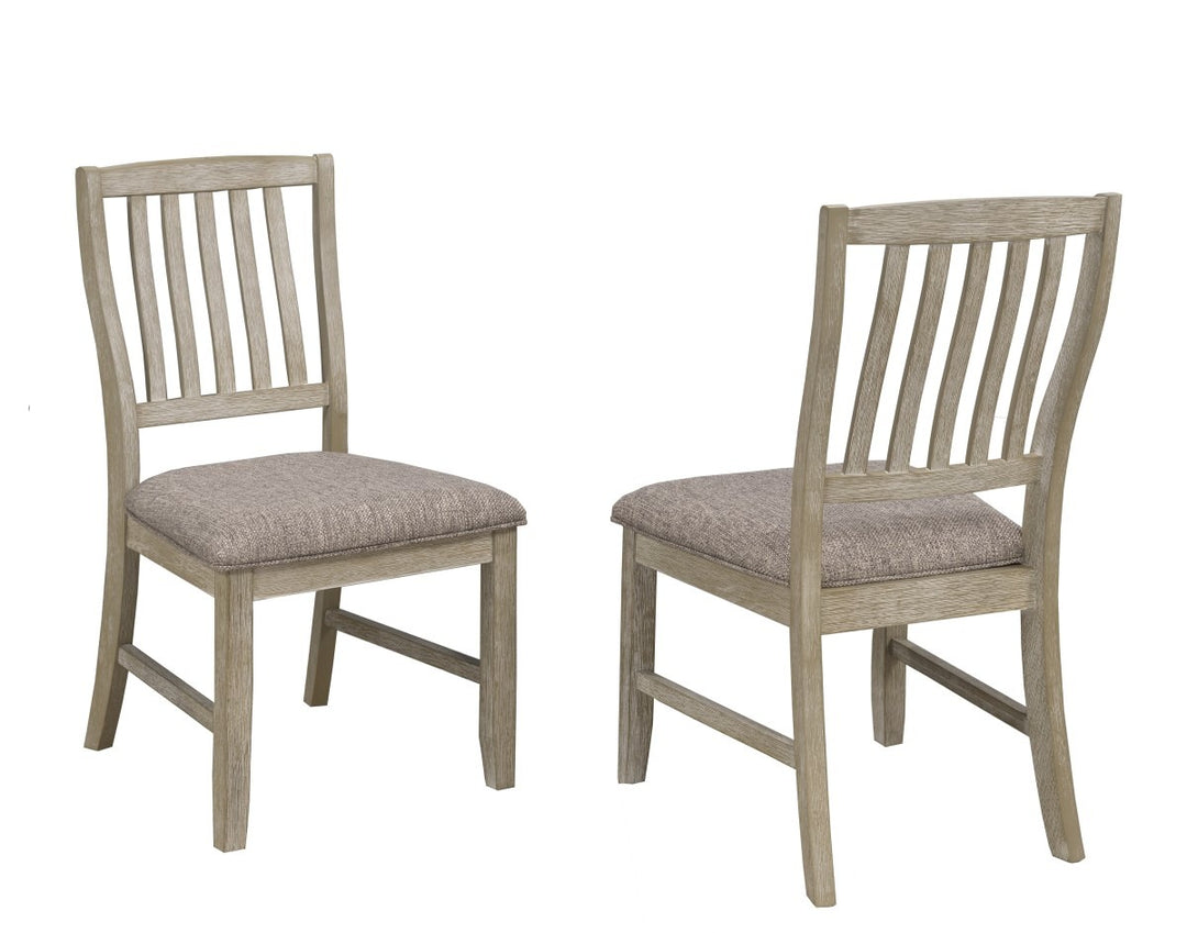 Kingswell Dining Chairs Set of 2 – Rustic Gray Acacia Wood Chairs with Cushioned Upholstered Seats