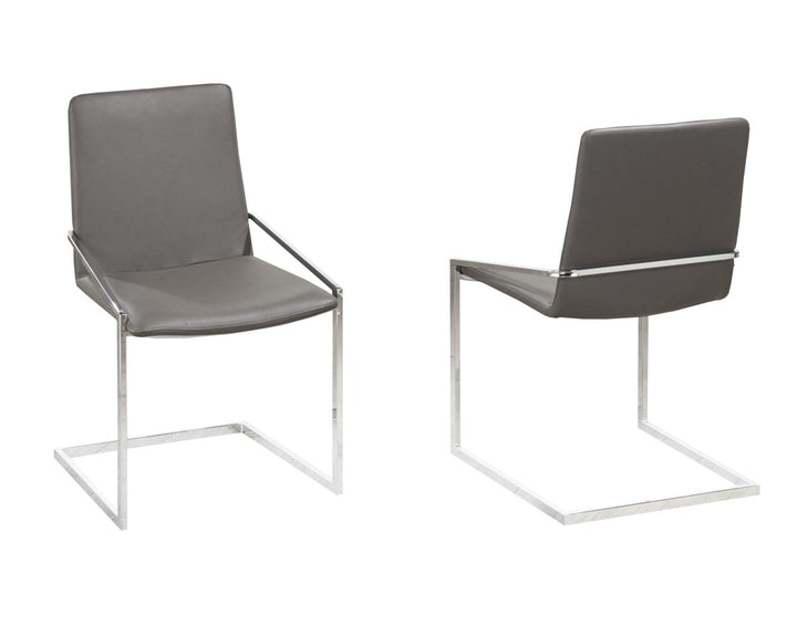Aristocrat Dining Chair Set of 2 – Modern Grey Upholstered Chairs with Chrome Frame and Contemporary Design
