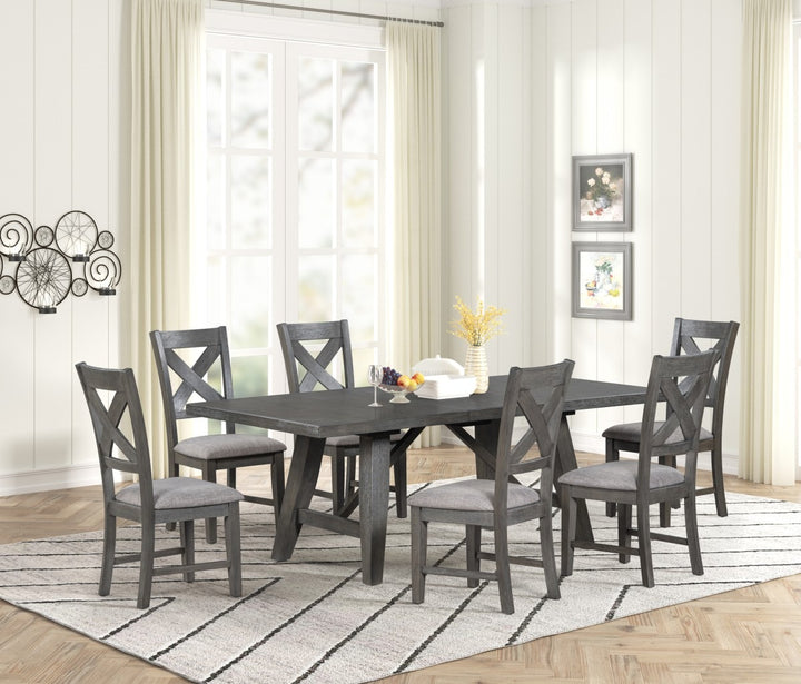 Ironvale Transitional Extendable Dining Table with 18" Removable Extension Leaf and Distressed Grey Finish