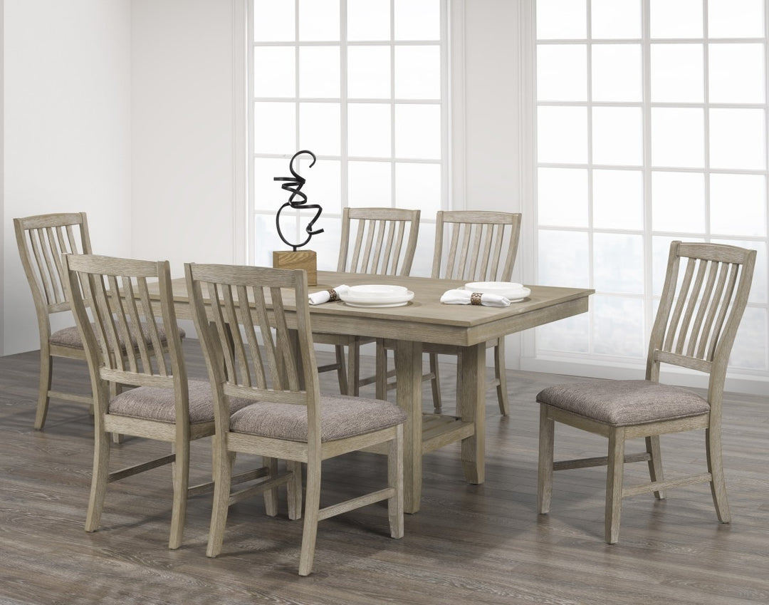 Kingswell Dining Chairs Set of 2 – Rustic Gray Acacia Wood Chairs with Cushioned Upholstered Seats