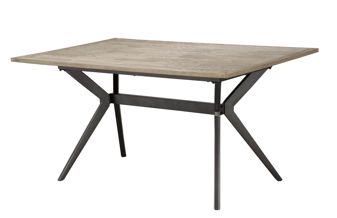 Virelli Rustic Oak Dining Table with Powder Coated Metal Base, Splayed Leg Design & Spacious Modern Industrial Top for Contemporary Dining Rooms