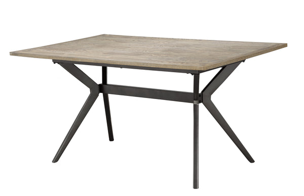 Virelli Rustic Oak Dining Table with Powder Coated Metal Base, Splayed Leg Design & Spacious Modern Industrial Top for Contemporary Dining Rooms