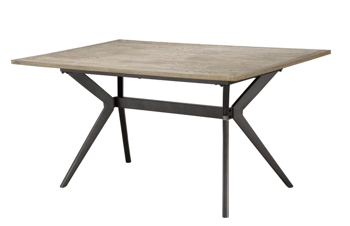 Virelli Rustic Oak Dining Table with Powder Coated Metal Base, Splayed Leg Design & Spacious Modern Industrial Top for Contemporary Dining Rooms