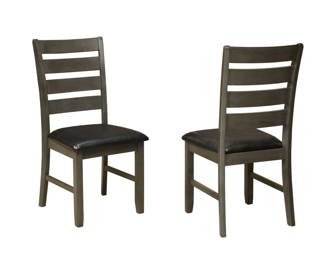 Bravento 7-Piece Classic Grey Butterfly Leaf Dining Table Set with 6 Cushioned Slat Back Chairs