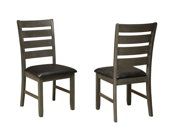 Bravento 7-Piece Classic Grey Butterfly Leaf Dining Table Set with 6 Cushioned Slat Back Chairs