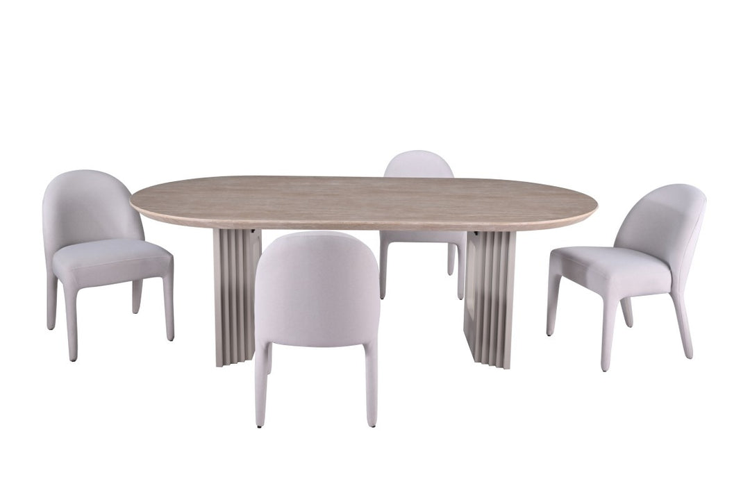 Elaris Luxury Dining Set – Contemporary Beige Dining Table with 4 Chairs