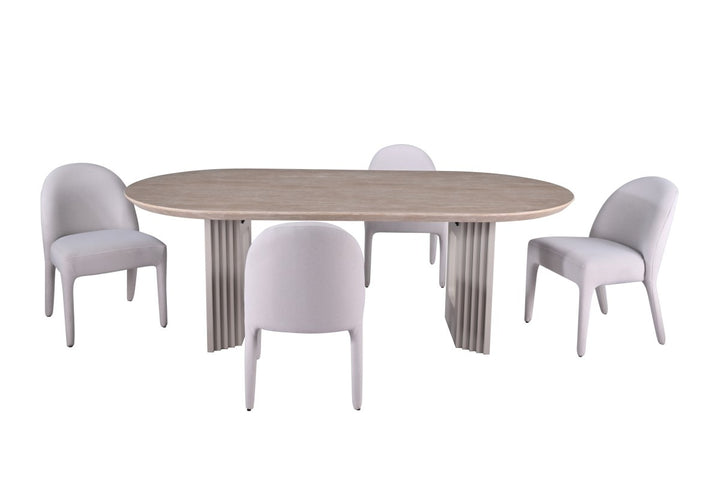 Elaris Luxury Dining Set – Contemporary Beige Dining Table with 4 Chairs