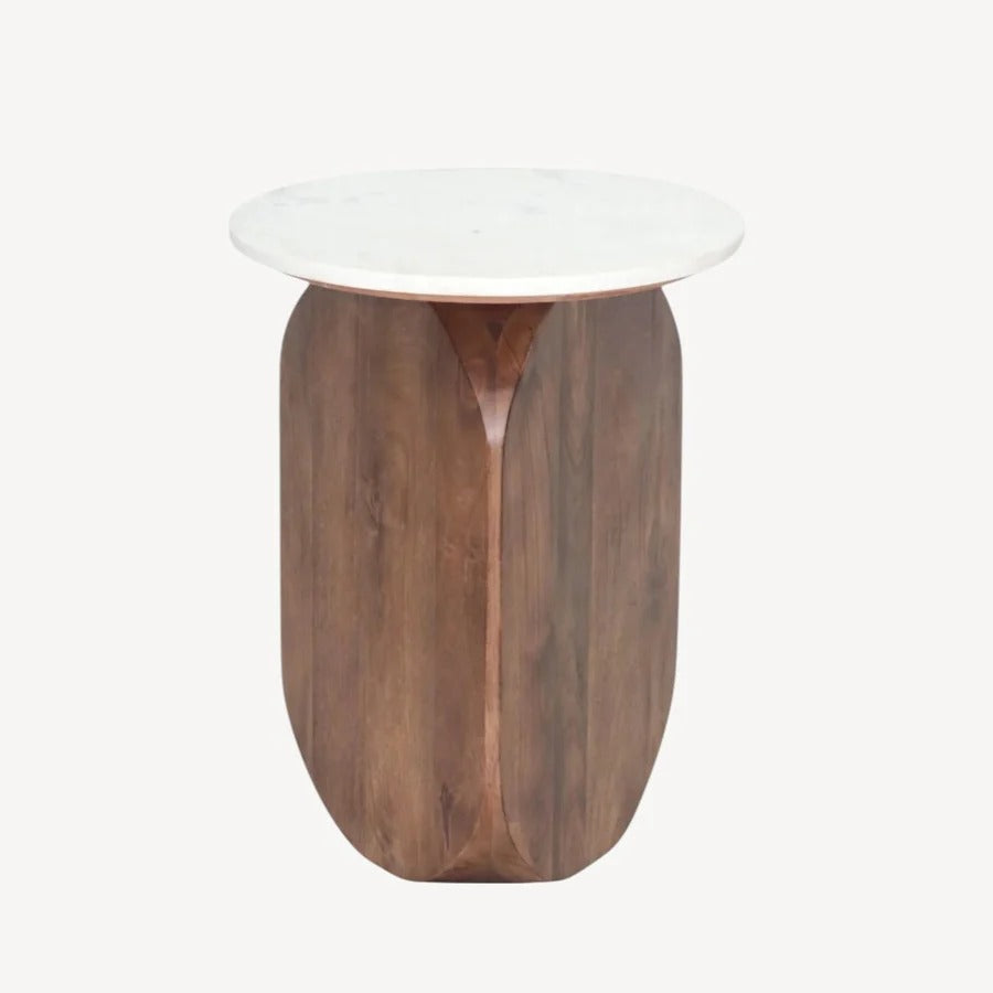 Zenith Accent Table – Walnut & Marble Top