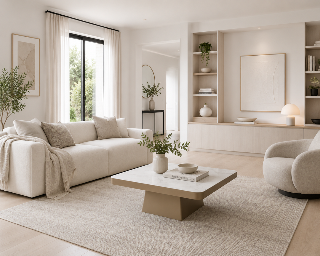 Veloura Gold Luxury Marble Coffee Table with Sculptural Gold Metal Base, Round Stone Top & Modern Elegant Design for Contemporary Living Rooms