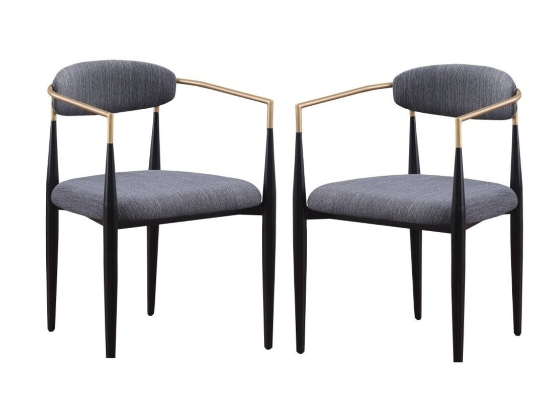 Noble Essence Dining Chair Set of 2 – Modern Upholstered Chairs with Curved Armrest Design and Powder-Coated Metal Frame
