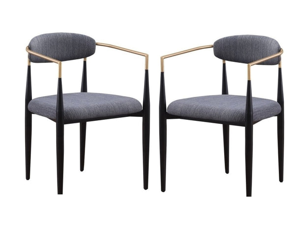 Noble Essence Dining Chair Set of 2 – Modern Upholstered Chairs with Curved Armrest Design and Powder-Coated Metal Frame