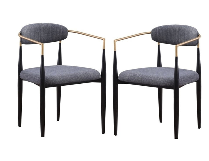 Noble Essence Dining Chair Set of 2 – Modern Upholstered Chairs with Curved Armrest Design and Powder-Coated Metal Frame