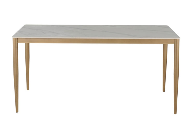 Novique Luxury Ceramic Dining Table with Golden Powder Coated Legs | Modern Contemporary Two-Tone Design