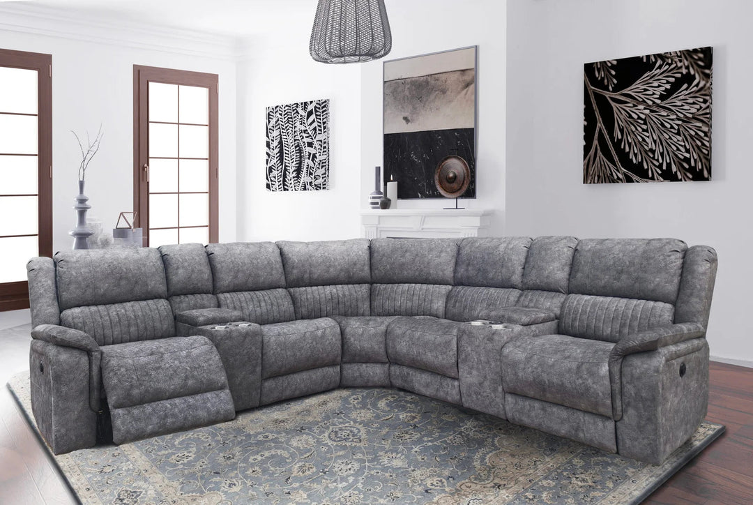 Belaro 5-Piece Sectional Recliner – Grey Comfort with Smart Luxury